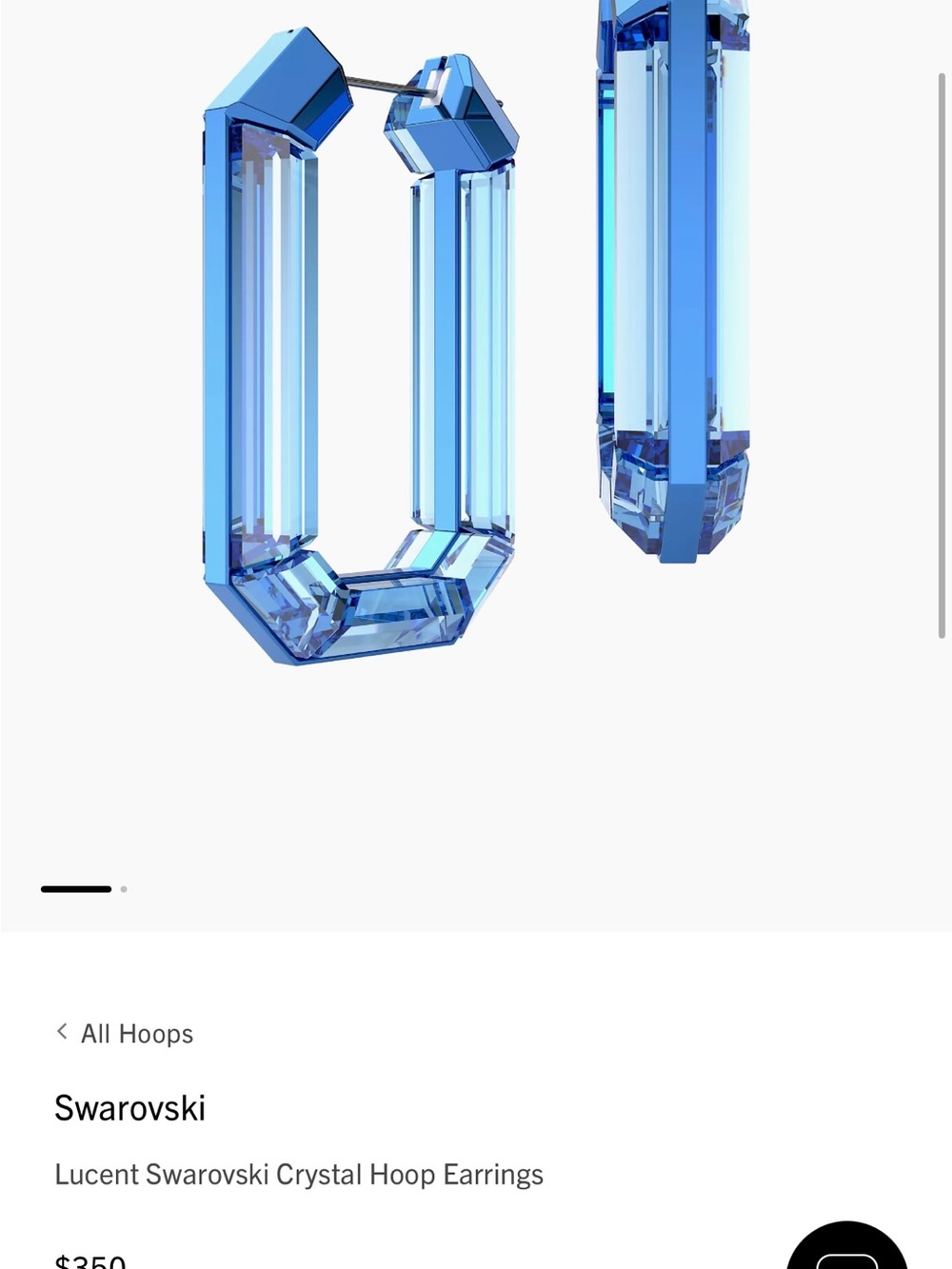 Swarovski Lucent Blue Crystal Hoop Earrings